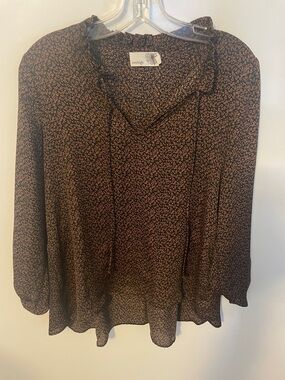 Everleigh Brown and Black Floral Blouse Size XS